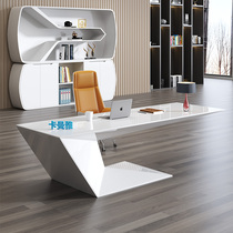 Baking Varnish Boss Table Desk Brief Modern Grand Bandae White Office Manager Table President Table Chairs Combination