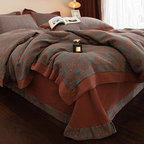 Ultra soft double layer yarn full cotton four sets 100 pure cotton spring American light luxury high level sensuel bed linen