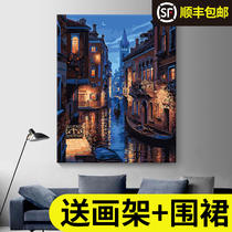 Digital oil painting diy filling color oil painting healing handmade landscape decorative painting size acrylic painting