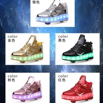 2021 new two-wheel deformed outing shoes for men and women four-wheel children roller skates Korean student sports childrens shoes