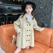 Girls Autumn Jacket 2021 New Childrens Fashion Korean Edition Early Autumn Dress Children 12-year-old Girl Tan Coat Thin