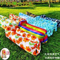 Factory direct selling net red outdoor lazy inflatable bed portable lunch break camping inflatable sofa pillow folding bed