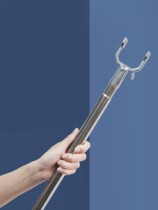 Retractable clothing fork rod stainless steel hanging clothes rod clothes fork clothes rod clothes hanger aluminum alloy