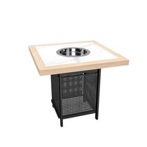 Commercial equipment factory rock board table and chair combination solid wood purification marble hot pot table roasted table table round barbecue