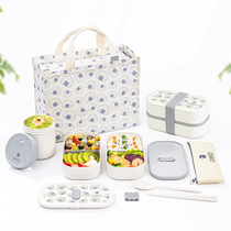 CAMUZ office worker double-layer lunch box fruit lunch box can be heated in microwave oven cute Japanese-style spring outing picnic