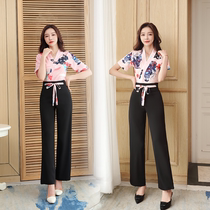 Foot massage technician work clothes Show thin womens foot bathing work clothes Spring and summer spa health hall beautician foot bath shop pants suit