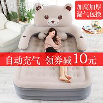 Inflatable mattress heightened home double thickened cute cartoon chinchilla bed portable single automatic air mattress bed