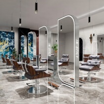 Net Red Barber shop mirror hair salon special hair cutting perm mirror landing single-sided double-sided mirror with light hairdressing mirror