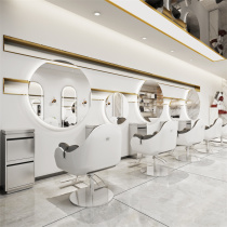 Net red hairdressing mirror for hair salon special mirror with lamp barber shop mirror flat wall round mirror single-sided floor cutting mirror