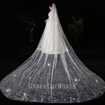 The brides wedding main wedding veil Korean long big tail wedding veil Super Xian Sen line net red photo props
