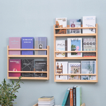 Book on the wall Painted Frame Kindergarten Wall-mounted Children Solid Wood Bookshelves Multilayer Hanging Wall Thin Bookcase Stickers Wall