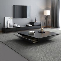 Coffee table TV cabinet combination set square modern simple Italian minimalist black personality small apartment small northern Europe