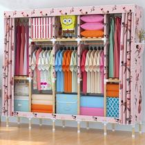 Wardrobe rental room with easy cloth curtain economical coat rack wardrobe girls bedroom cloth wardrobe hanging wardrobe storage