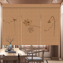 Printed bamboo curtain roller curtain roll-up tea room living room new Chinese Zen shade partition curtain decorative curtain