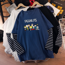 Pregnant autumn autumn long-sleeved top loose Korean version wild cotton pregnancy T-shirt large size fat mm base shirt