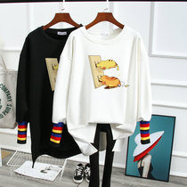 Large size maternity clothes autumn and winter 2021 new medium-long sweater velvet thickened loose Korean fashion top