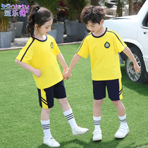 Kindergarten garden clothes summer short-sleeved new childrens leisure sports primary school students summer school uniform set yellow class clothes