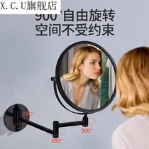 M free punching makeup mirror telescopic mirror bathroom folding rotating mirror double-sided bathroom wall hanging magnifying beauty wine
