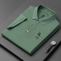 Embroidery polo shirt mens short-sleeved high-end summer fashion brand slim lapel mens business casual cotton thin t-shirt