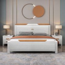 Solid wood bed modern simple white 1 5m North Europe and America red oak bed 1 8M M master bedroom double bed Mediterranean wedding bed