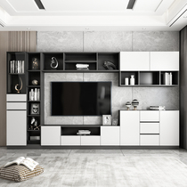 Nordic TV cabinet background wall integrated living room multi-function combination wall cabinet bookcase locker furniture TV cabinet