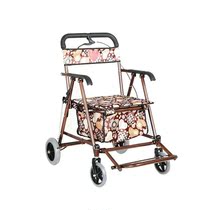 Elderly scooter shopping cart Elderly trolley folding pushable seat walker with seat Four-wheeled vegetable shopping cart