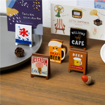 Half ink stationery cute ins Wind wooden message clip office creative modeling desktop decoration card vertical small ornaments AJJ Post photo clip photo clip postcard small clip X