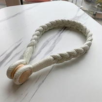 Japanese-style literary hemp rope curtain strap Modern simple Nordic Beige rope magnetic buckle free hole curtain lanyard hook