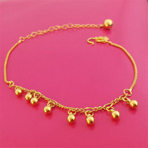 18K gold anklet bells female 2021 new fashion clover 999 pure gold simple wild adjustable swan