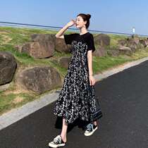 Dress women 2020 summer dress new Heben style long mosaic floral skirt temperament high waist slim long skirt summer