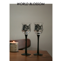 World blossom goblet medium black print mini glass retro high-end Valentines Day wedding gift