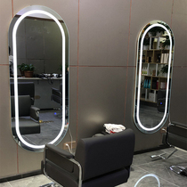 European-style beauty salon touch-screen wall-mounted barber mirror LED hair salon mirror with light Hair salon hair cutting luminous mirror
