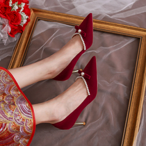 Gui Yi wedding shoes summer Women 2021 New Xiuhe clothing wedding dress two bride shoes wedding French red high heels