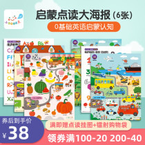 Small book point reading Infant early education Baby cognition sound wall chart English word wall post poster 6 sheets