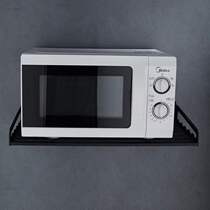 Black space aluminum microwave oven shelf wall hanging perforated kitchen rack oven rack storage storage storage pot holder bracket