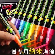 Students use the blackboard to write whiteboard color pen Silver luminous luminous billboard special pen head to mark thick and wide glass luminous words Water-based erasable glass plate fluorescent plate electronic color small blackboard LED