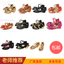 Latin dance shoes female children and girls professional dance shoes beginners low-heel soft bottom childrens exercise dance shoes