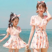 Effendent 2020 new parent-child family dress mother-daughter swimsuit one-piece skirt parent-child swimsuit child cute swimsuit woman