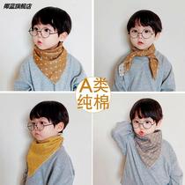 Pure cotton boy scarf spring-autumn-thin girl baby girls baby scarf baby triangular towel windproof small scarf
