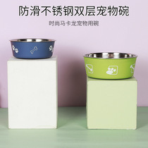 2020 new pet supplies double-layer pet bowl stainless steel non-slip bottom Nordic cat bowl dog bowl