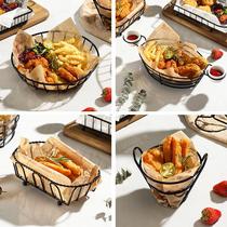 Fried food plate creative stainless steel French fries basket fried chicken snack basket mini fried basket wrought iron milk tea shop