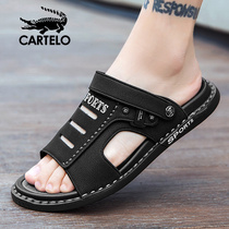 Crocodile sandals mens 2021 new dual-use non-slip soft bottom trendy driving outside the mens slippers Summer sandals