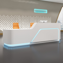 Company Front Desk Beauty Reception Desk Hotel Welcome Desk Customized Bar Modern Curved Paint Cashier