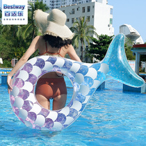 Bestway swimming ring Adult thickened water inflatable life-saving swimming ring Net red lady beach side swimming equipment