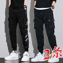 Thin overalls summer Tide brand loose leg casual pants male students Korean trend Wild Mens ankle-length pants