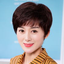 Wig Lady Short Hair Real Hair Headgear Full Truth Natural Middle Aged Mother Live-action Hair Silk Chemo Bald Head Full Headgear Style