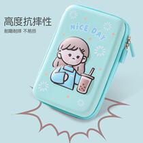 Korean net Red kindergarten cute cartoon 3D stereo pen bag shaking girl ins wind girl heart Double-layer large capacity creative pen box Multi-functional childrens pencil box Primary school stationery box tide