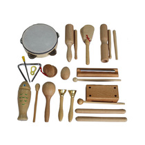 Wooden craft Orff percussion instrument childrens sand hammer triangle iron double ring kindergarten toy set