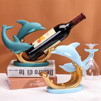 Nordic Dolphin Red Wine Rack Pendulum Wine Tobe Light Lavish Wine Cabinet Xuanguan Decorative Resin Handicraft Companion Gift Wholesale