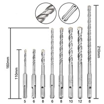 Electric hammer drill 8 pieces of suit round shank two pits two grooves concrete wearing wall alloy shock drill SDS PLUS